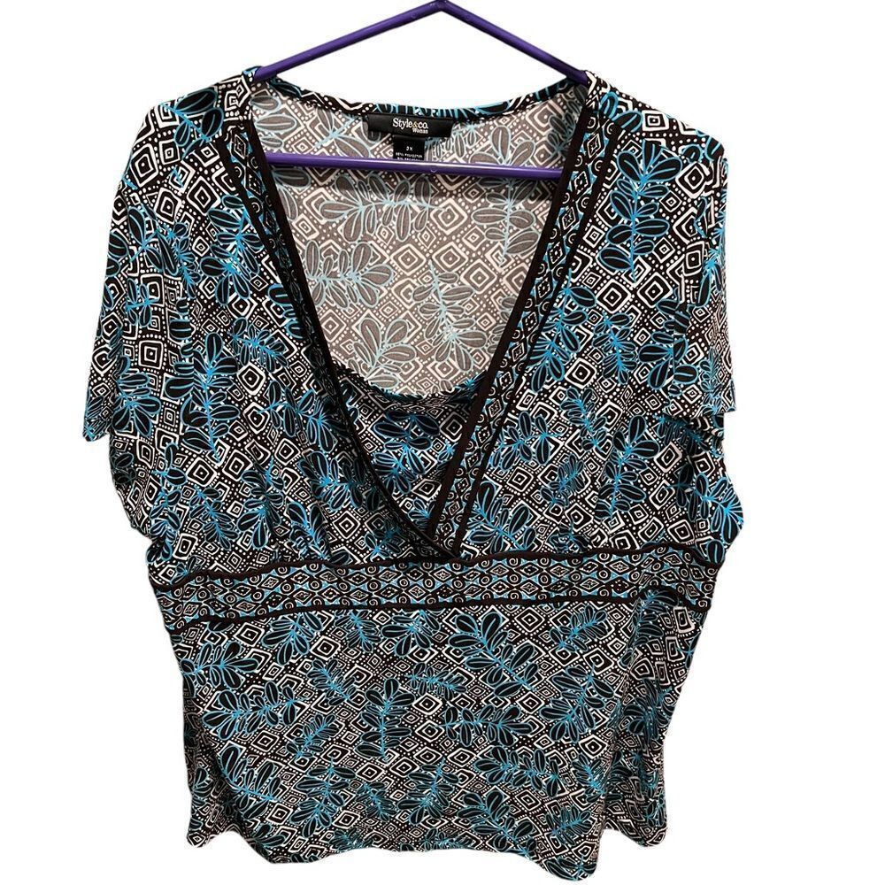 Style & Co. scoop neck boho print blouse Grannycore women’s size 3X